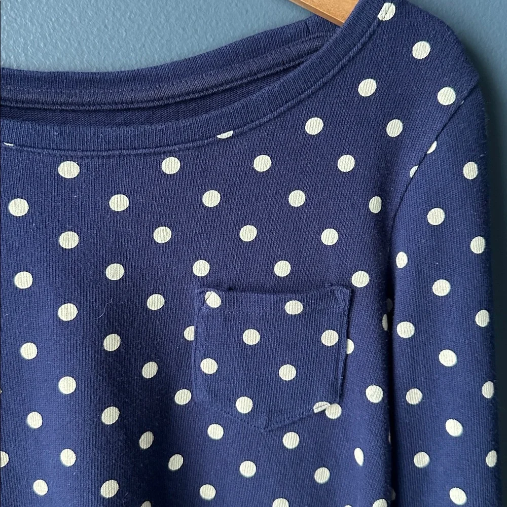 💙🤍 GAP Kids dress navy blue white polka dot size medium 8 youth girls dress